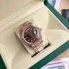 Z papierami pudełkowymi Wysokiej jakości zegarek 41 mm 18K Rose Gold Ruch Automatyczne męskie bransoletka Zegarki 96