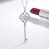 Kolye Kolye S925 STERLING Gümüş Çin Knot Anahtar Kolye Kolye Kadınlar Basit Tam Elmas Moda Zarif Anahtar Kazak Zinciri Jewelryl230315