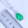 Pendentif Colliers Goutte D'eau Rare Vert Simulé Pierres Précieuses Blanc Cubique Zircone Argent Couleur Collier Pendentifs Pour Femmes Bijoux X0335Pend