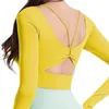 Active Shirts Backless Beauty Back Sports Long Sleeve T-Shirts Fitness With Chest Pads Women Sportswear Gym Workout Runing Clothing