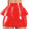 Spódnice Seksowne czarne czerwone mokre wygląd Pvc Pakiet lateksowy