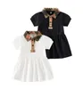 Mignon bébé filles robes à carreaux coton nouveau-né à manches courtes robe col rabattu infantile princesse robes enfant en bas âge jupes fille jupe