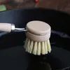 100 pièces brosse de nettoyage en hêtre naturel en bois à Long manche brosses de lavage outil de nettoyage de cuisine multifonctionnel pour Pot de bouteille de vaisselle