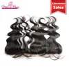 Uitverkoop 13X2 Oor tot Oor Sluiting Braziliaanse Maagd Haar Kant Frontale Zijdeachtige Rechte Body Wave Menselijk Haarstukjes Gratis Deel 8-20 inch Natuurlijke Kleur