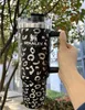 40oz Stanley Tumblers Leopard Cups with Logo Handle Lid Straw Stainless Steel Insulated Tumbler Travel Car Mugs Insulated Water Bottles Keep Drinks Cold 0315