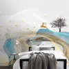 Bakgrundsbilder Anpassad PO WALLPAP Kinesisk stil Modern 3D Abstrakt Line Ink Landscape Elk Bakgrund Vägg Väggmålning vardagsrum Papel de Parede