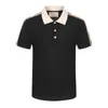 Hommes man polo shirt pique gestreepte shorts mouwen mouwen stretch katoen draai nek