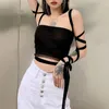 Serbatoi da donna 2023 Y2k Gothic Punk Black Women Camis Lace Up Backless Bodycon Crop Top Emo Abiti alternativi Moda Estate Streetwear