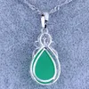 Pendant Necklaces Rare Water Drop Green Simulated Gemstones White Cubic Zirconia Silver Color Necklace Pendants For Womens Jewelry X0335Pend