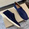 Loro Piano Velvet Mens Boots Shoes Casual Lp Walk Luxury Leather Piana Designer Женская квартира ботинок Mocassin Plus