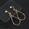 Dangle Earrings OMYFUN Factory Price Crystal Wedding Drop For Women Gold Color Korean Bridal Earring 2023 Fashion Jewelry E75