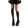 Women Socks Gothic Black Silky Pantyhose Sexy Irregular Ripped Cutout Suspender Tights M6CD