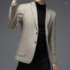 Herenpakken mode solide kleur slanke blazers heren zakelijk casual pak jassen mannen hoge kwaliteit wol formele blazer jas mannelijke kleding e821