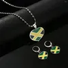 Collier Boucles d'oreilles Set Jamaica Heart Map National Flag Pendant Colliers Bijoux Jamaïcain Cadeaux