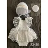 Keepsakes Baby born Pography Props Girl Lace Princess Dress Outfit Romper Pography Clothing Headband Hat Accessories 230314