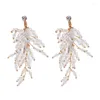 Jonnafe – boucles d'oreilles pendantes faites à la main, strass, cristal, perle de riz, coquille, fleur, pendentif de mariée, lustre de mariage, bijoux à la mode