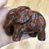 Decorative Figurines Elephant Statue Natural Crystal Red Jade Stones Healing Crystals Carved Animal Room Decor Gem Craft Trinket