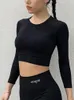 Chemises actives Sexy pour femmes, Yoga, Sport, Fitness, vêtements légers pour filles, chemise de course, T-Shirts à manches longues à séchage rapide