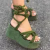 Sandallar Yaz Kadın Moda Platformu Kama Topuk 2023 Ayak Bileği Strap Dantel Yukarı Çapraz Bağlı Ytmtloy Sandalias Feminina Sapatos Mulher