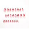 Falso unhas 24pcs Curta Chama Vermelha Glitter Wearable Art White Love Press Fake Press on Ballerina Stiletto acrílico