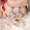 Stud Earrings Korean Fashion Round Crystal Earring For Ladies Women Accessories Big Stone Wholesale Jewellery Oorbellen Small Gifts