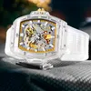 Armbanduhren Fahion Herrenuhr ONOLA Sprot Kunststoff Transparent Hohl Vollautomatische mechanische Uhren Wasserdichte UhrArmbanduhren Moun22