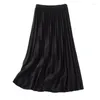 Jupes hiver jupe 2023 Vintage plissé laine femme taille haute qualité laine noir Midi Faldas coréen mode vêtements