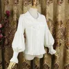 Women's Blouses Shirts Vintage Long Bishop Sleeve Shirt Peter Pan Collar Lolita Blouse 230314