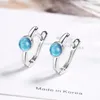 Hoop Earrings Design Fashion 925 Sterling Silver Blue Turquoise Feminine Charm Jewelry Gift