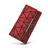 Coin Purses Wallets Handbag Three Fold Geometric Wallet Matte Long Lingge Pu Drop Delivery Bags Lage Accessories Holders Dhbdn