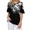 Dames t shirts mode 3D bloemenprint t -shirts vrouwen korte mouw 2023 zomer off de schouder casual top tees vrouwelijk femme