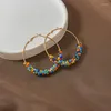 Hoop örhängen kvinnors smycken tillbehör överdrivna geometriska stora cirkel etniska handgjorda pärlor boho pärlor för kvinnor 2023