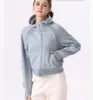 Lu-68 yoga kıyafetleri tam fermuarlı tüplü hoodies kadın boş zaman sporu süveteri koşu fitness peluş kalınlaştırılmış ceket ceket