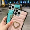 Luxury heart-shaped Designer Phone Cases For IPhone 15 14 13 12 11 Pro Max 15Pro 14Plus Xr Galaxy S24 S23 S22 Note 20 10 Leather Case Rhinestone Kickstand Cover