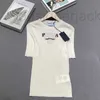 Damen-T-Shirt-Designer Sommer-Damen-Rundhalsausschnitt-Strick-Kurzarm-Buchstaben-T-Shirt-Top-Temperament-Schlankheits-Wollmaterial Q3L2