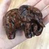 Decorative Figurines Elephant Statue Natural Crystal Red Jade Stones Healing Crystals Carved Animal Room Decor Gem Craft Trinket