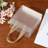 Present Wrap 1pc Frosted PP Väskor Plastis med handtag som förpackning av blomma PACKE PAG DECOR Supplies Högkvalitativ genomskinlig Tote