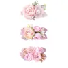 Haaraccessoires 3 stcs Fashion Flower Girl Leuke haarspeld roze simulatie Hoofd Princess Wild Fresh Natural Clip Kids Hoofdkleding