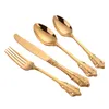 Dinnerware Sets KuBac Hommi High Quality Cutlery Set 18/10 Stainless Steel Silverware Gold Silver Service For 4 Drop