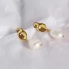 Dange oorbellen Koreaans 925 Sterling Silver Pearl -oorbel voor vrouwen Gold Earlobe Piercing Accessoire Engagement Party Sieraden