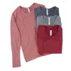 Serré séchage rapide respirant doux Yoga 17 couleurs Designer lu pull col rond sport à manches longues T-shirt hauts Fitness Gym entraînement 243s