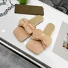 Summer Beach Designer Slippers bow ornaments Square head Towel Flat Flipflops Fashion candy color Miller Women Sandals Allmatch 6809943