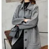 Women's Wool & Blends Autumn Winter Blend Coat Women Clothes Korean Lapel Single Breasted Big Pocket Female Simple Loose Overcoat Ropa Mujer