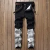 Męskie dżinsy męskie moda hip hop Slim Denim Joggers Street Style Design Pants - Rozmiar 30 (czarny)