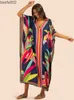 Casual Dresses Printed Kaftans för kvinnor Beach Cover Up Seaside Maxi Bohemian Dresses Beachwear Pareo Bathing Suits Factory Supply Dropshipping W0315