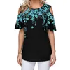 Dames t shirts mode 3D bloemenprint t -shirts vrouwen korte mouw 2023 zomer off de schouder casual top tees vrouwelijk femme