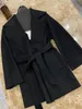 Oatmeal MMAX Gas Cashmere Coats Blends wool female outerwear Soft Patch Spring popular Lapel Neck