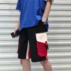 Heren shorts Men Cargo Shorts Patchwork Big Pockets Retro Harajuku Hip-Pop Collage Dents High Street Baggy Casual Knie-Length Troubers Ins G230315