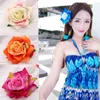 Elegant Big Artificial Flower Hair Clip Rose Flower Barrette Seaside Holiday Party Hairpin Brosch Diy Straw Hat Flower Head