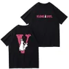 VLONE Summer Men's "V" Shape Rabbit Letter Print Pullover Fashion Trend Hip-Hop Casual Brand Top T-shirt Men's Luxury Clothing Street Top Quality Cotton Sweatshirt